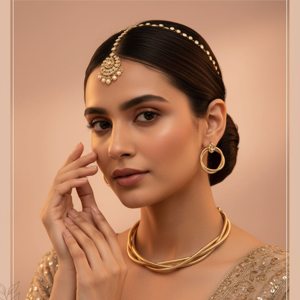 Gold Snake Chain Necklace & Earrings