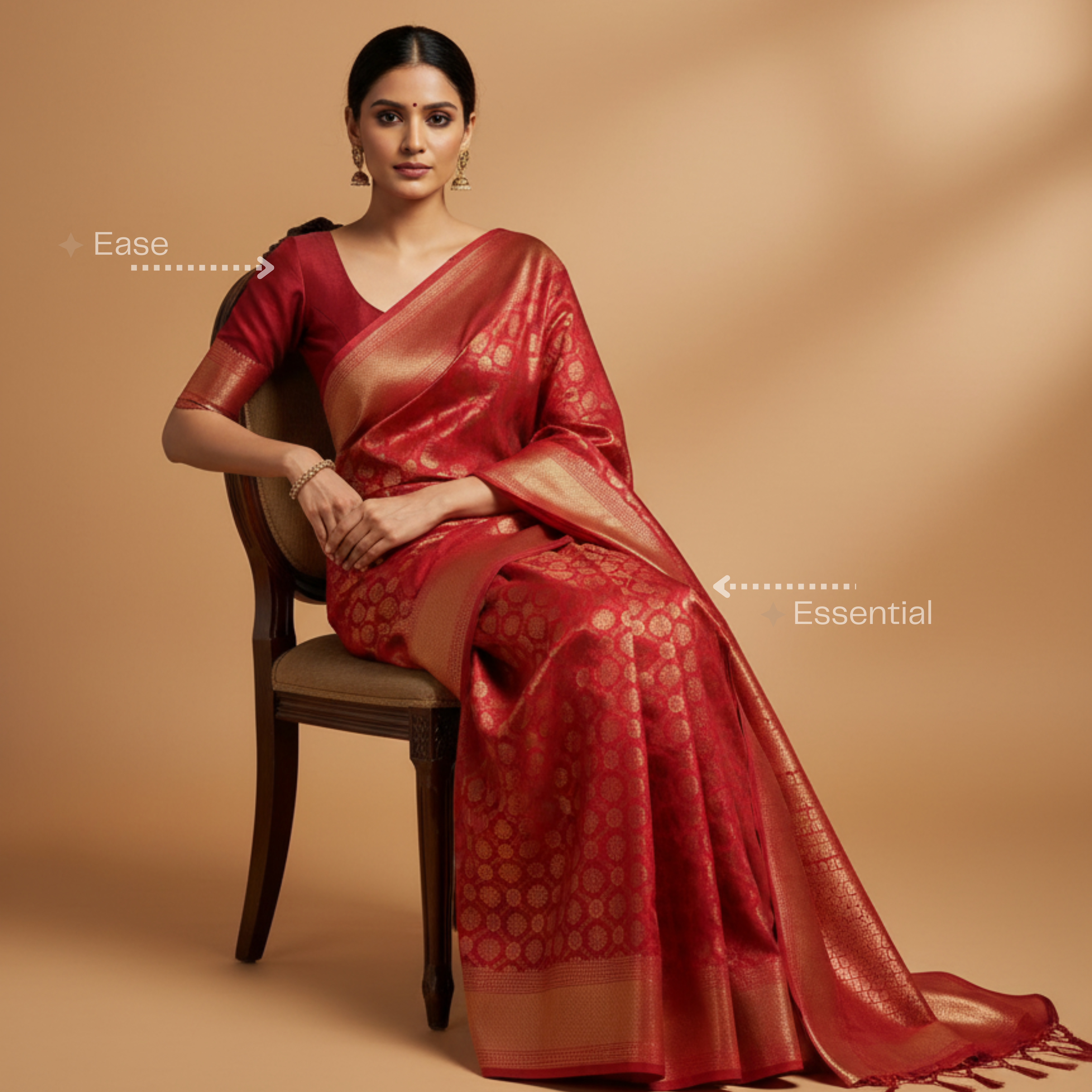 Rust Banarasi silk saree