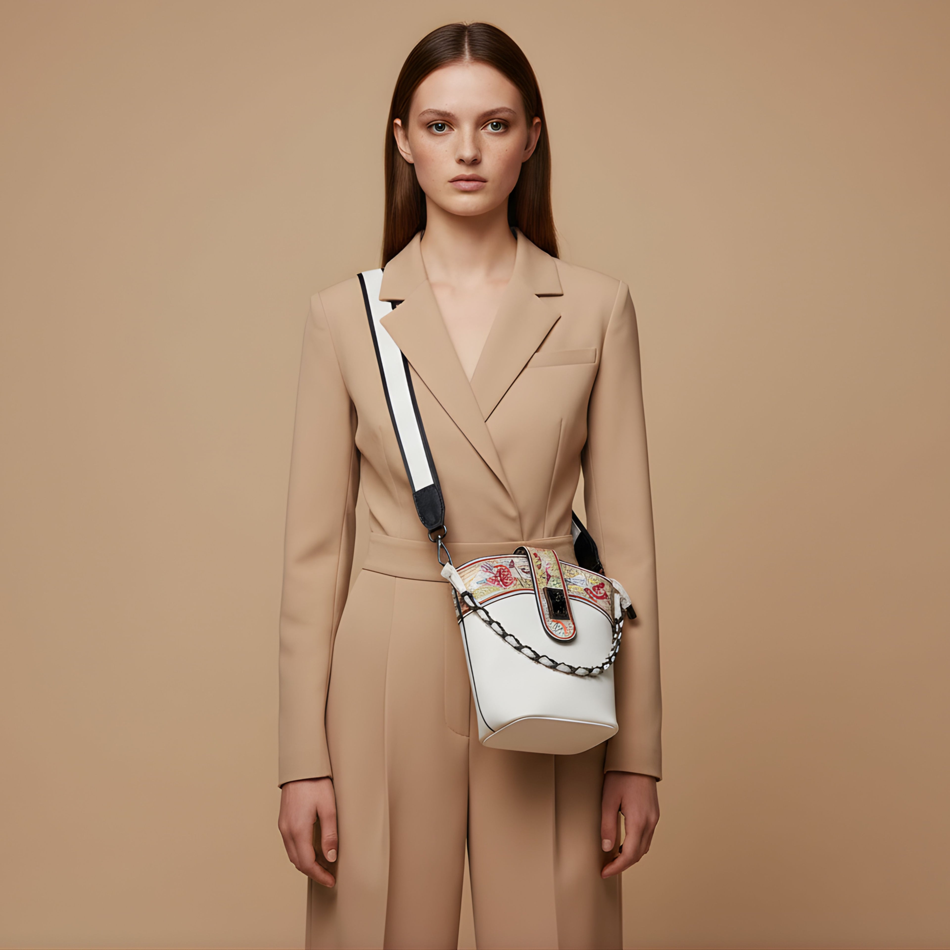 WHITE EMBROIDERED LEATHER CROSSBODY