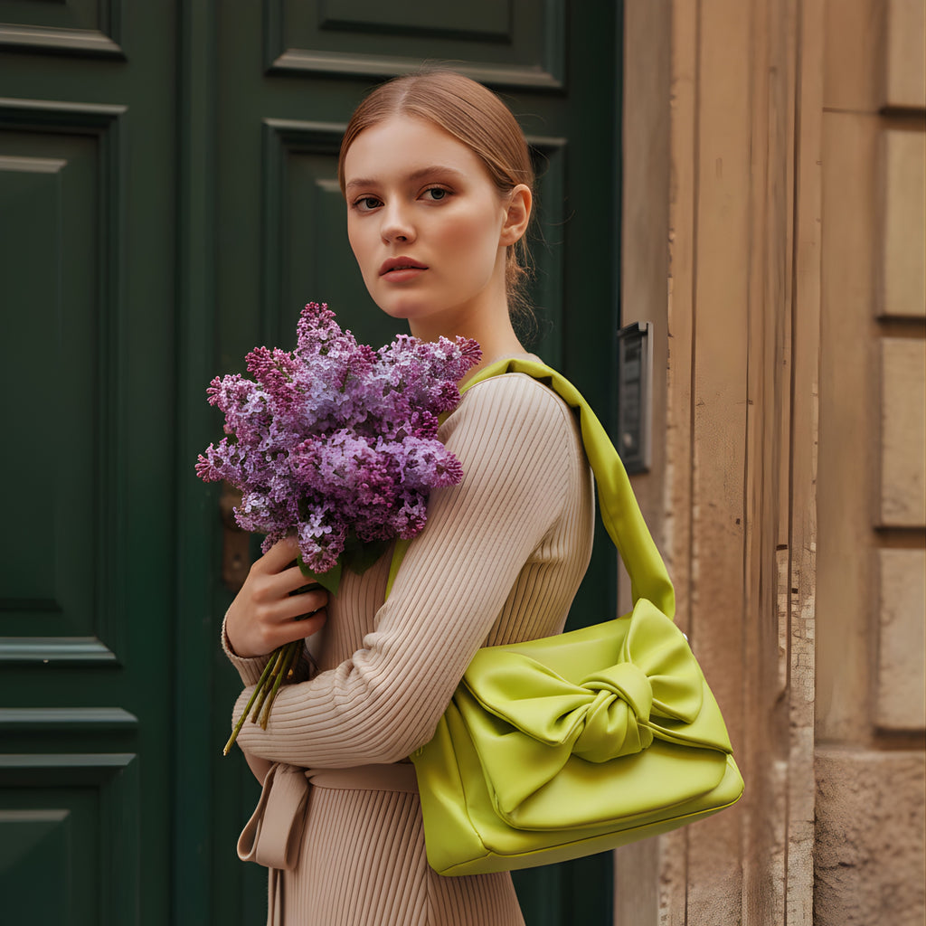 LIME GREEN BOW SHOULDER BAG