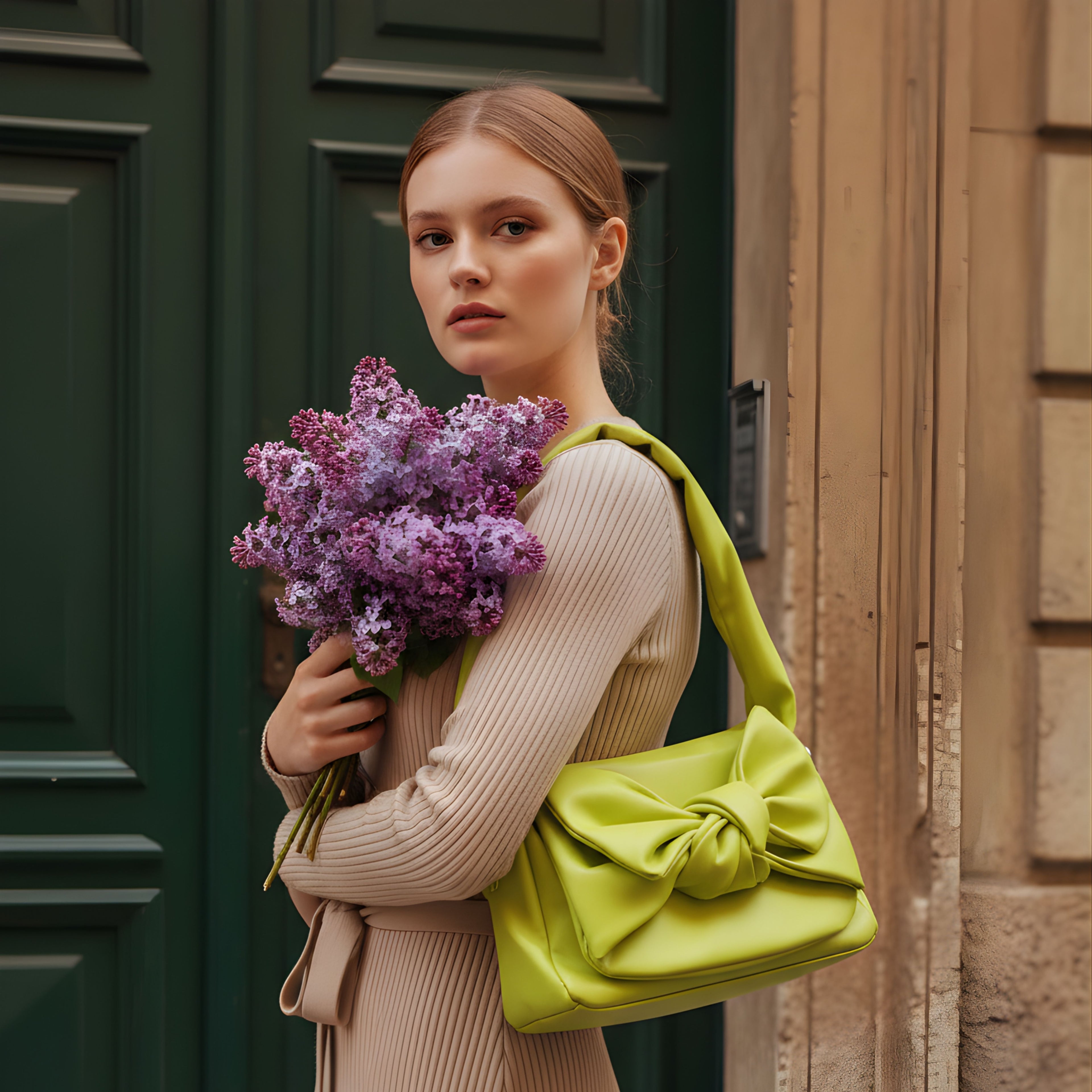 LIME GREEN BOW SHOULDER BAG