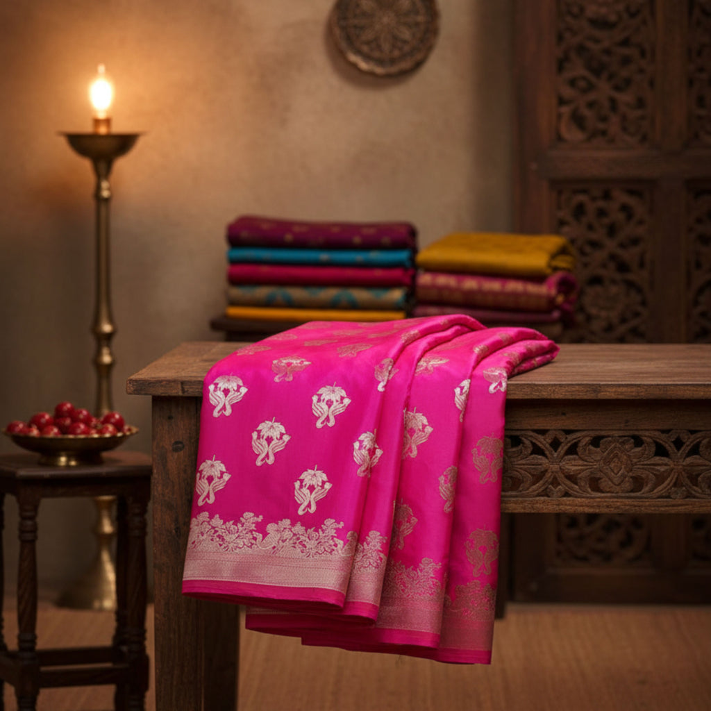 Royal Pink Banarasi Silk Saree