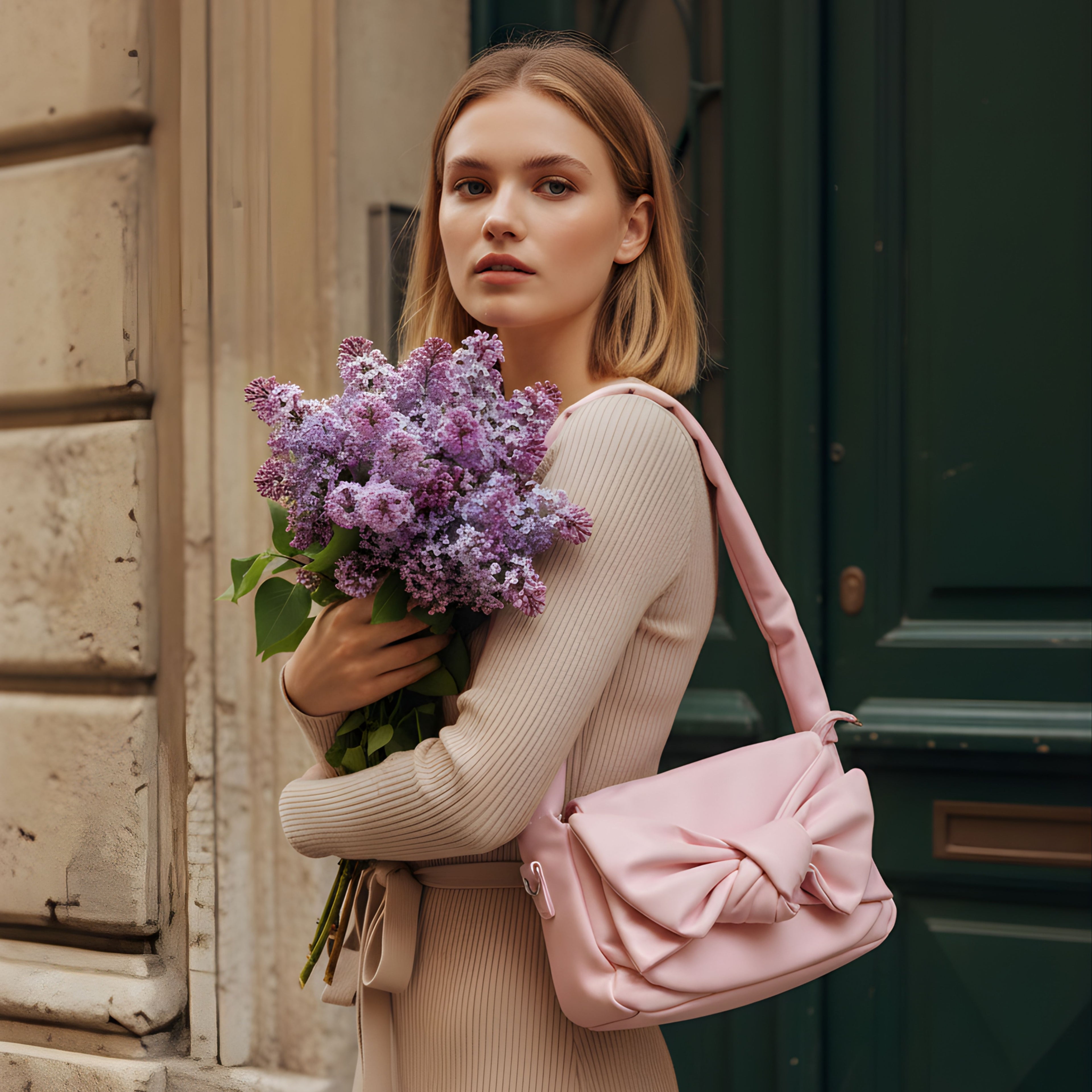 BLUSH PINK BOW SHOULDER BAG