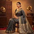 Midnight Blue Banarasi Silk Saree