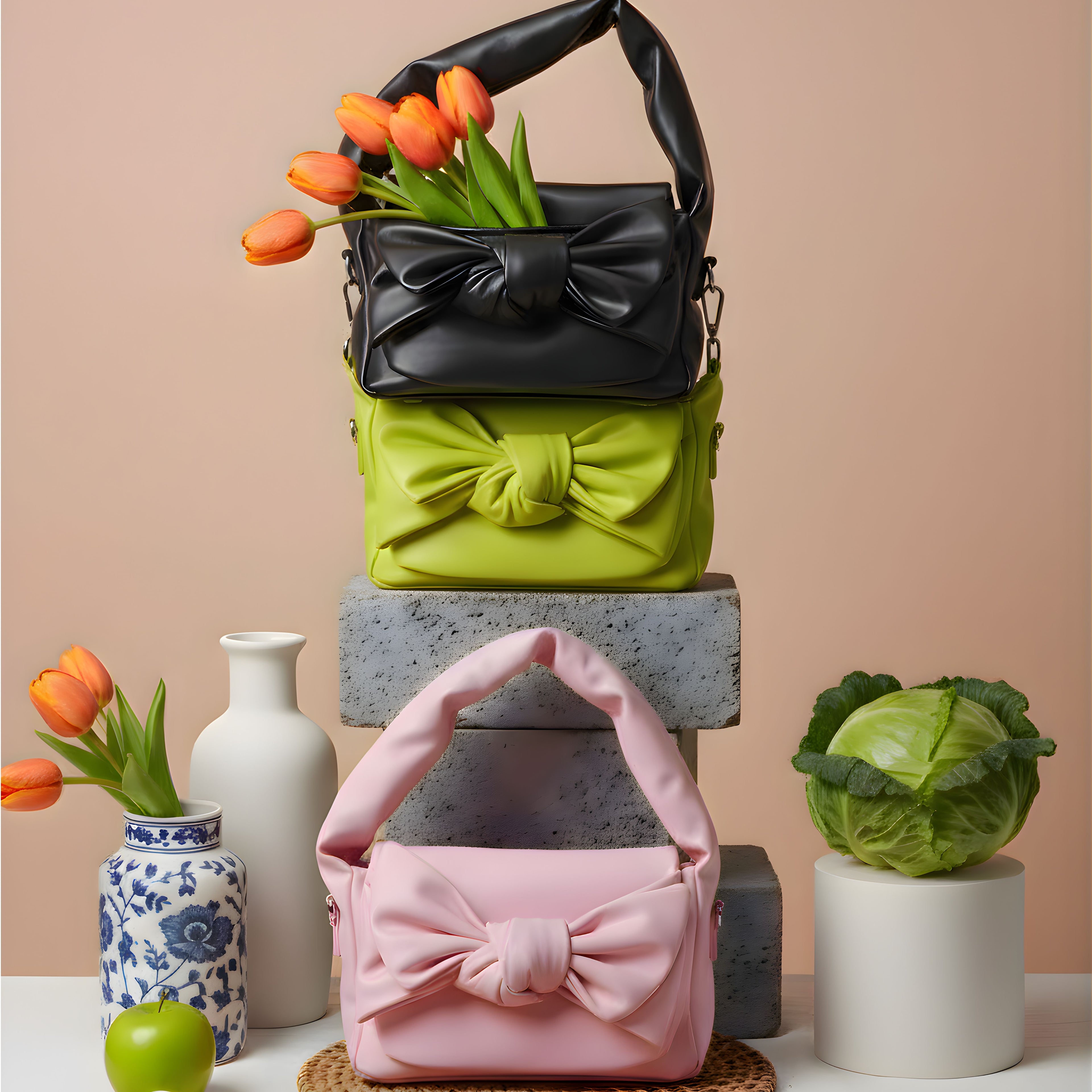 BLUSH PINK BOW SHOULDER BAG