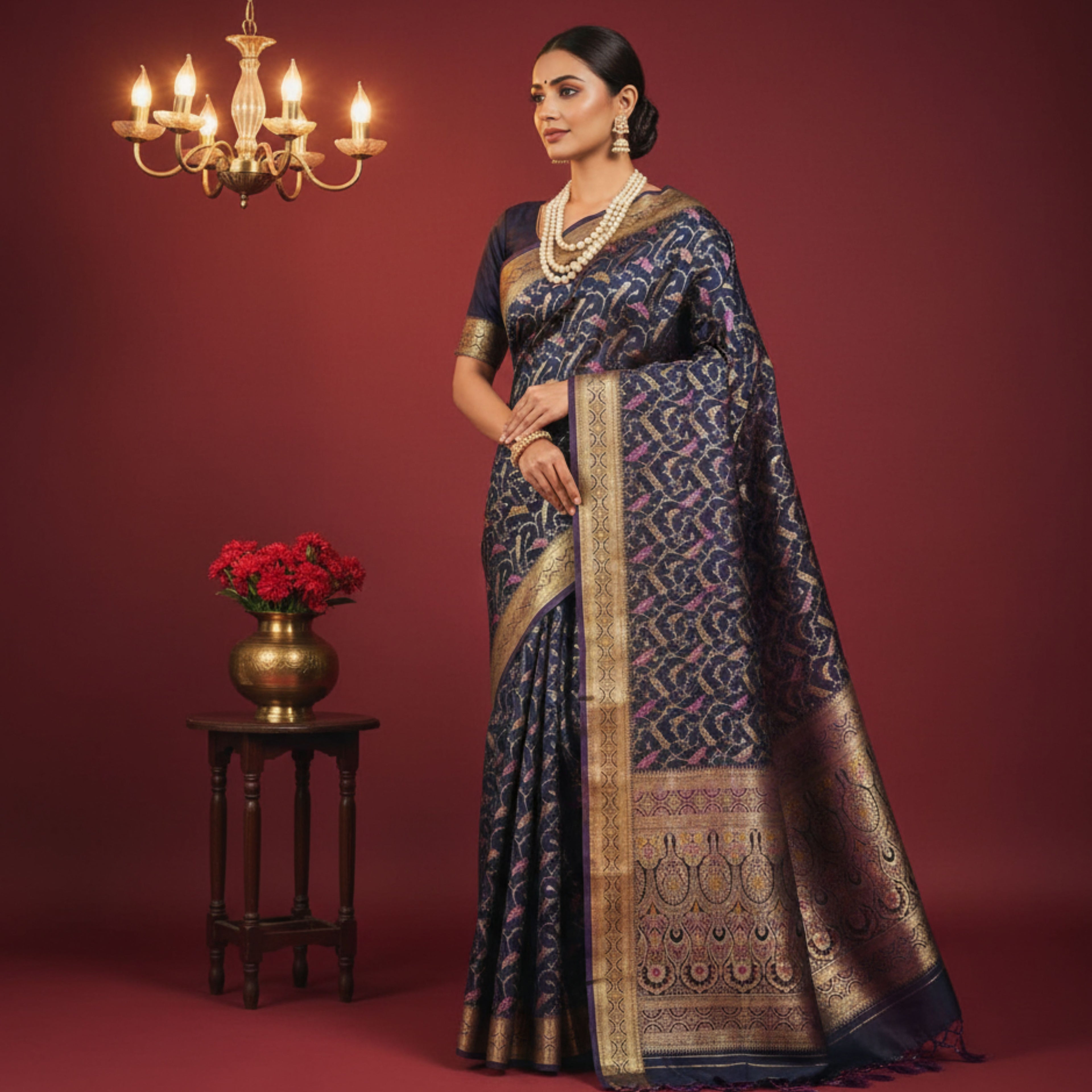 Regal Navy Banarasi Silk Saree