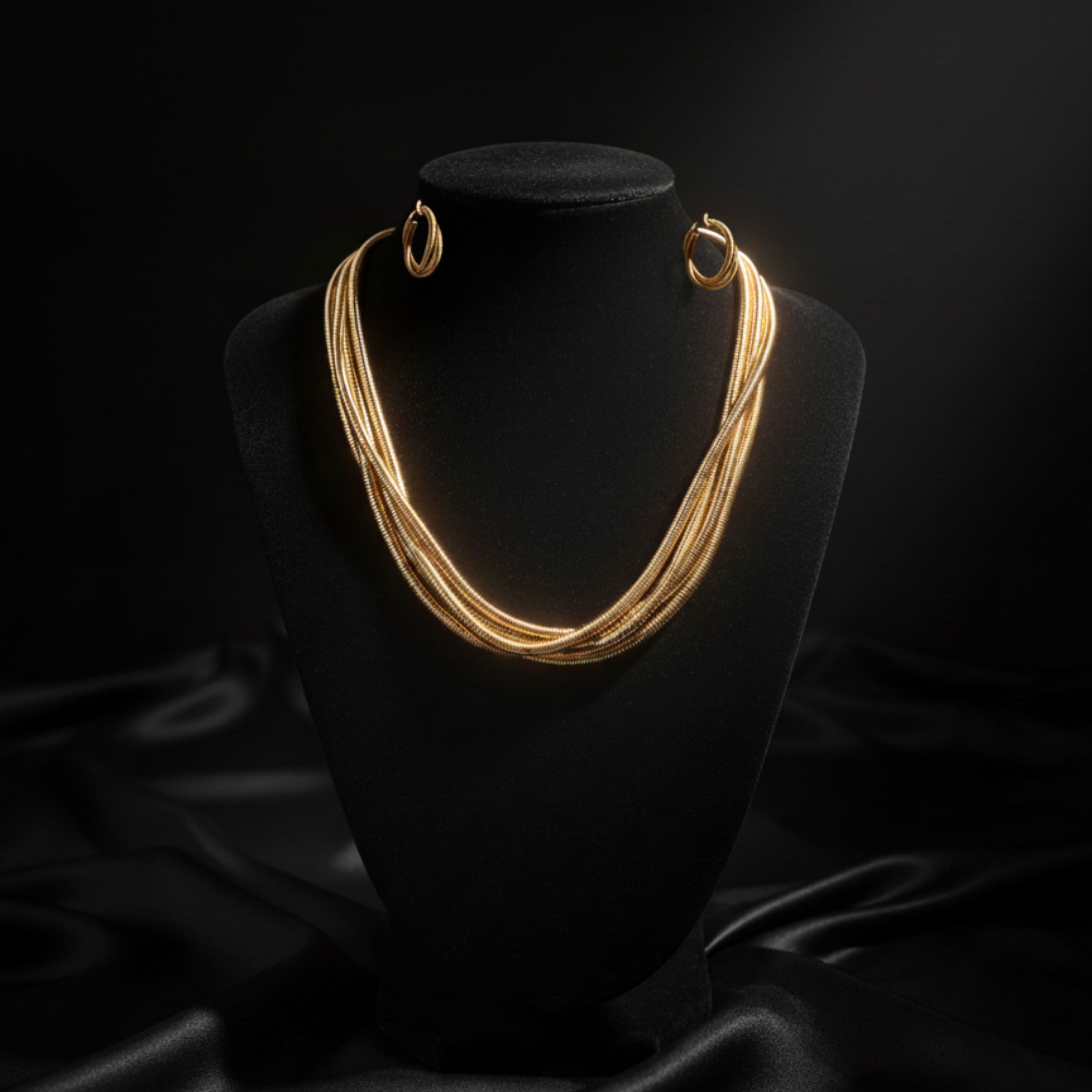 Gold Snake Chain Necklace & Earrings