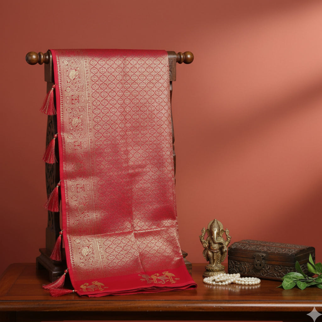 Teal & Copper Banarasi Saree