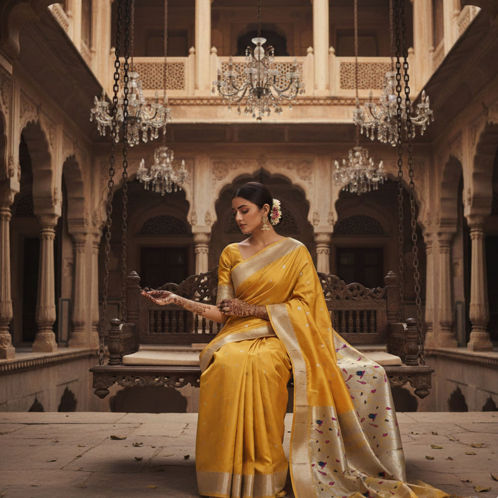 Mustard Radiance Banarasi Silk Saree