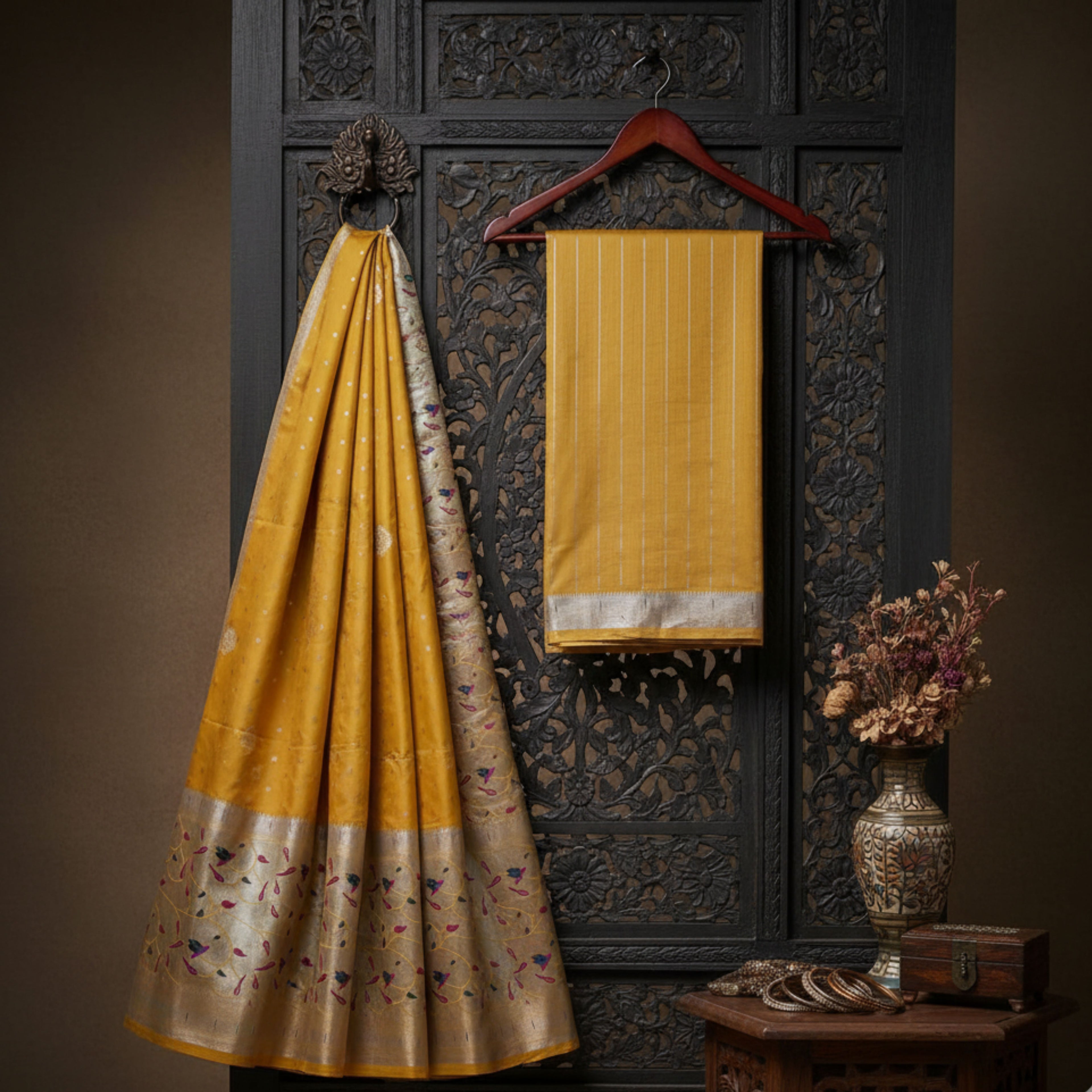 Mustard Radiance Banarasi Silk Saree