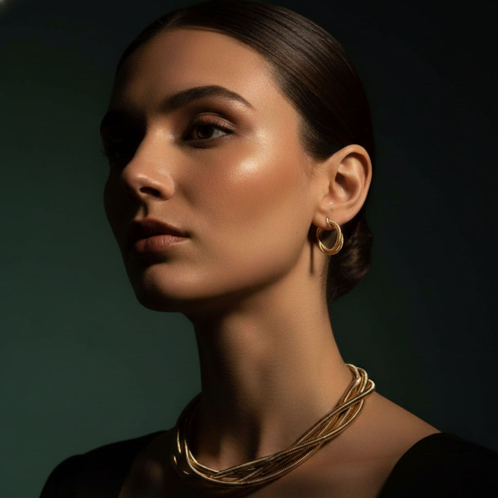 Gold Snake Chain Necklace & Earrings