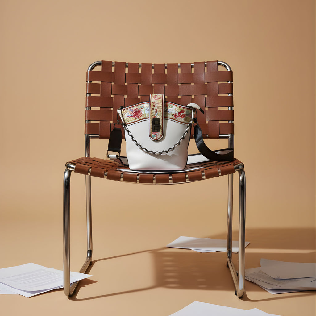 WHITE EMBROIDERED LEATHER CROSSBODY