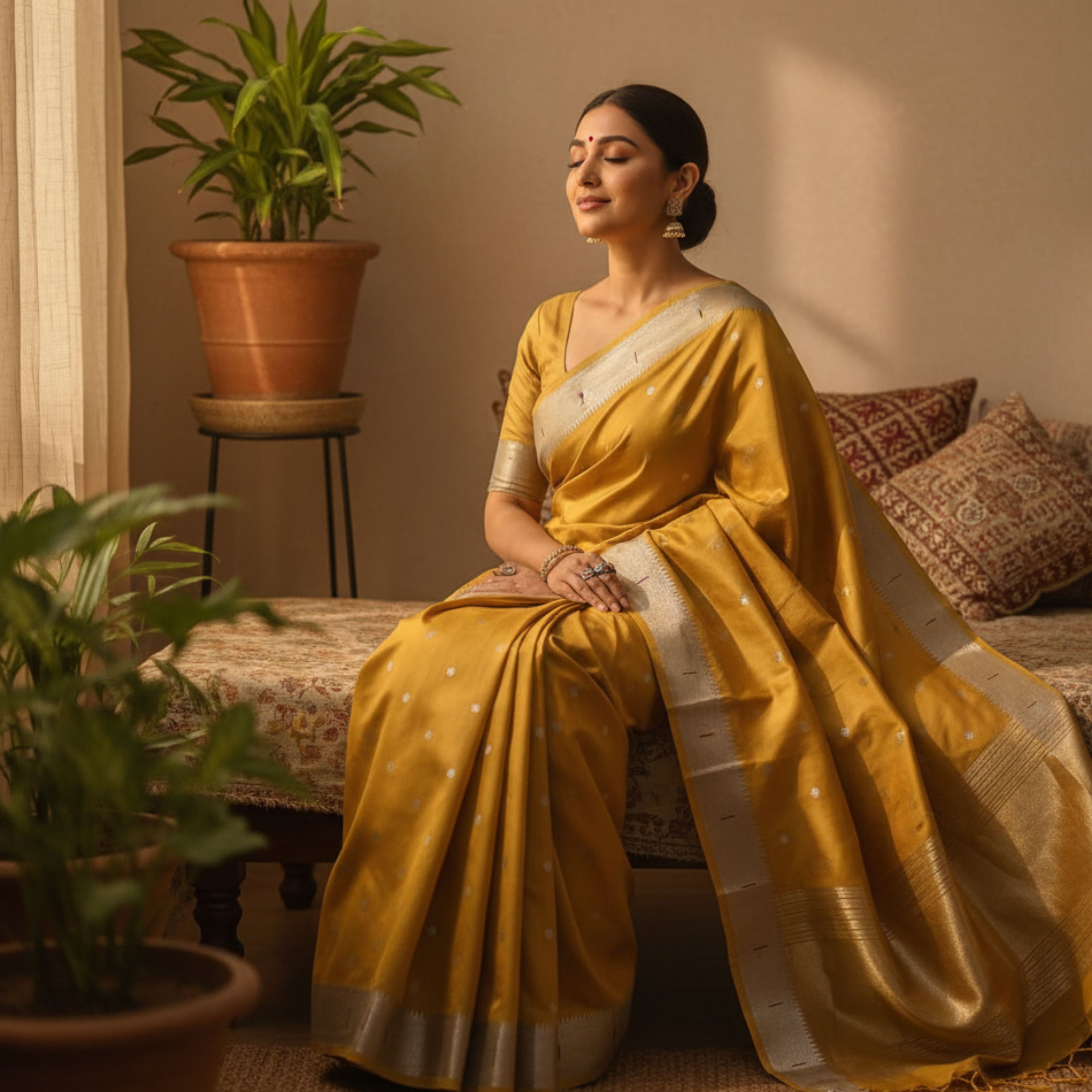 Mustard Radiance Banarasi Silk Saree