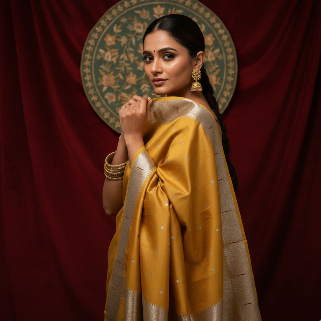 Mustard Radiance Banarasi Silk Saree