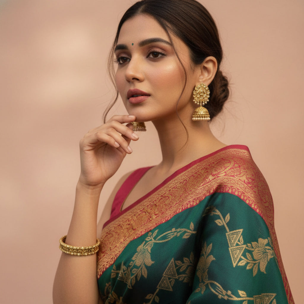 Emerald & Ruby Grandeur Silk Saree
