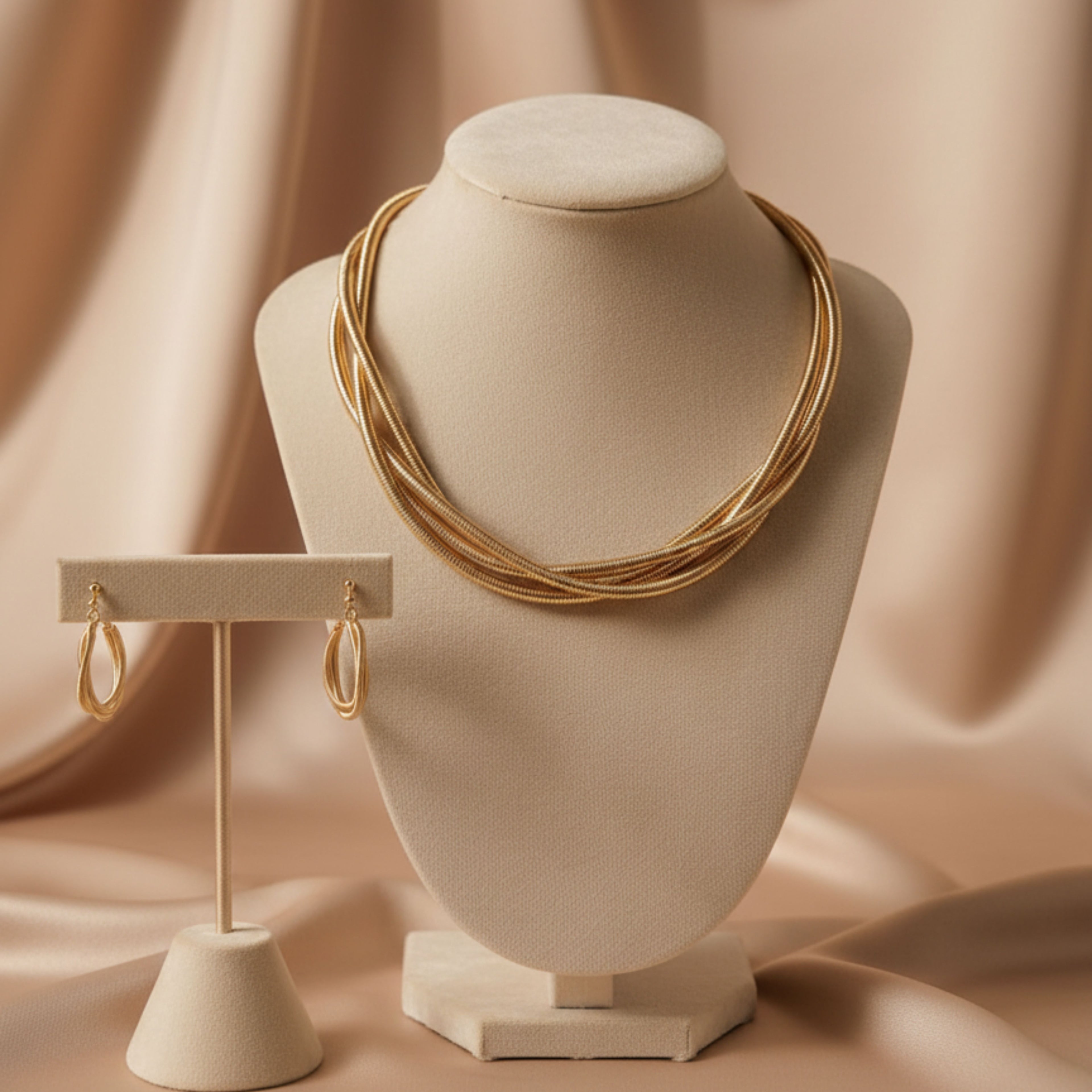 Gold Snake Chain Necklace & Earrings