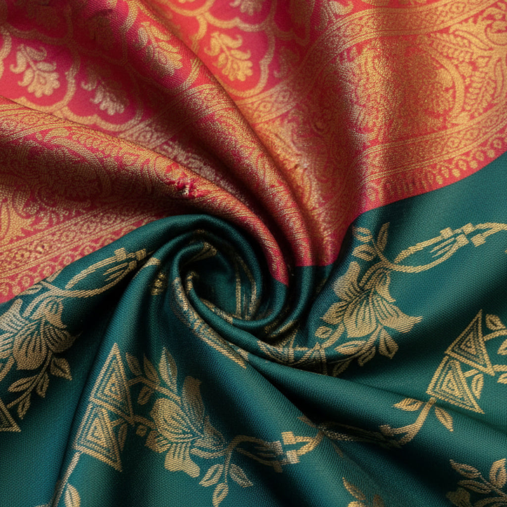 Emerald & Ruby Grandeur Silk Saree