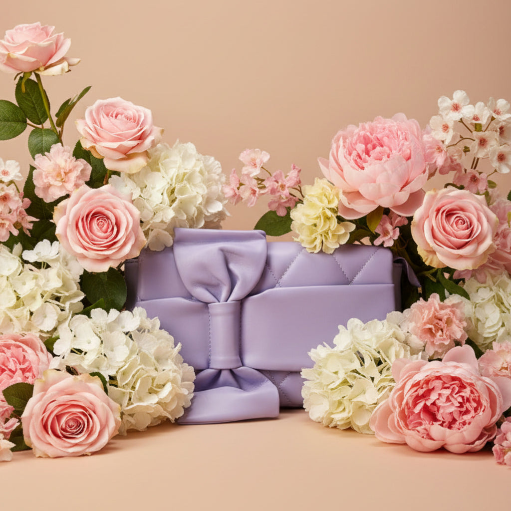 LILAC WHISPER QUILTED BOW HANDBAG