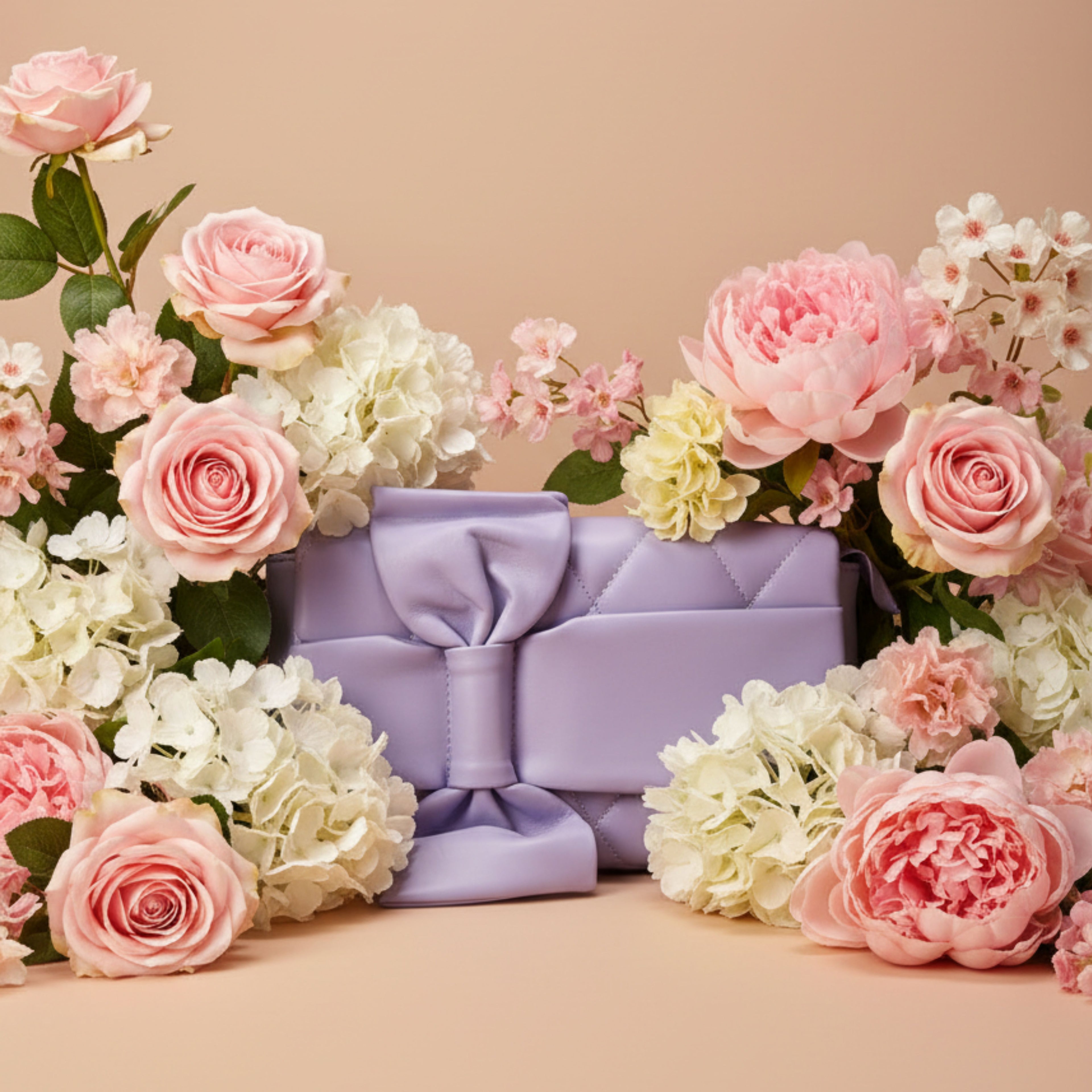 LILAC WHISPER QUILTED BOW HANDBAG