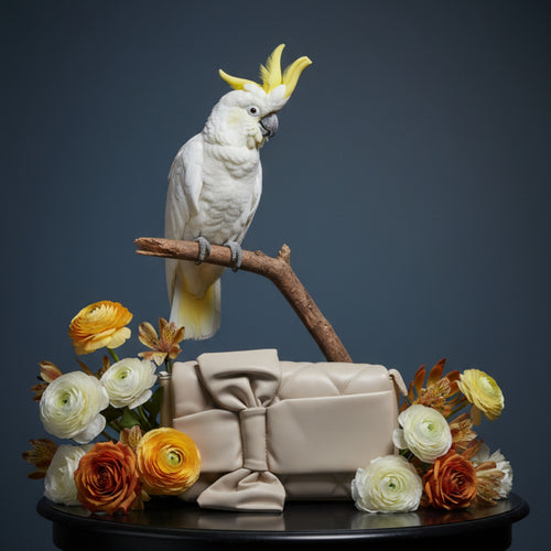 QUILTED BOW SHOULDER BAG - BLUSH PINK FAUX LEATHER