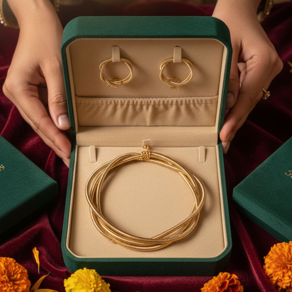 Gold Snake Chain Necklace & Earrings