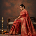 Rust Banarasi silk saree